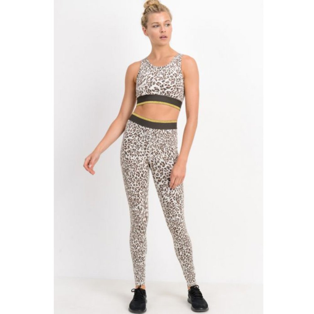 Snow Jaguar Highwaist Gold-Striped Band Leggings - Picture 5 of 7